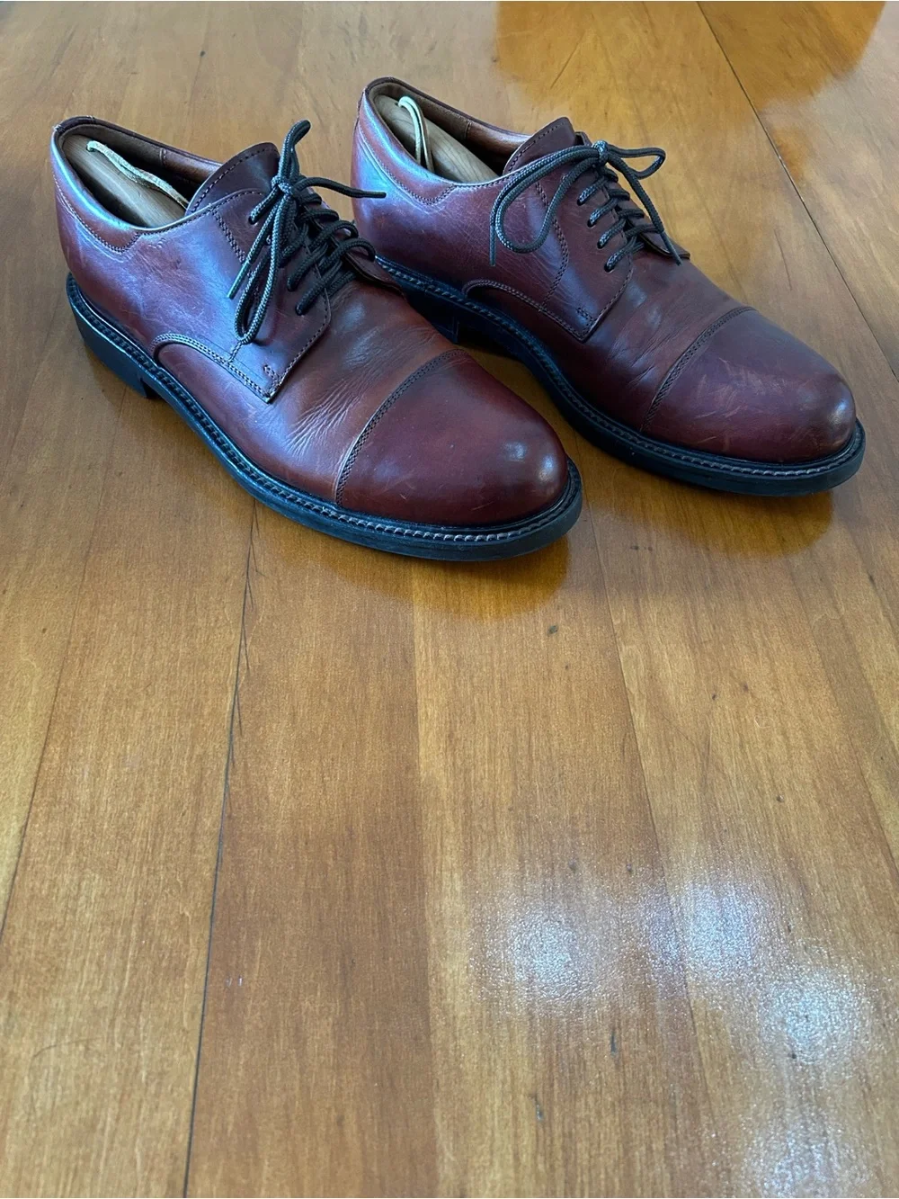 Vintage Johnston & Murphy Handcrafted in Italy Cap Toe Oxfords Brown Size 11.5